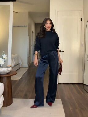 J.Crew Petite Small Navy Luster Charmeuse Cosmo Pants NWT